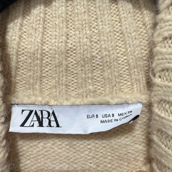 Zara Wool High-Neck Sweater wool blend light camel S - Picture 2 of 8
